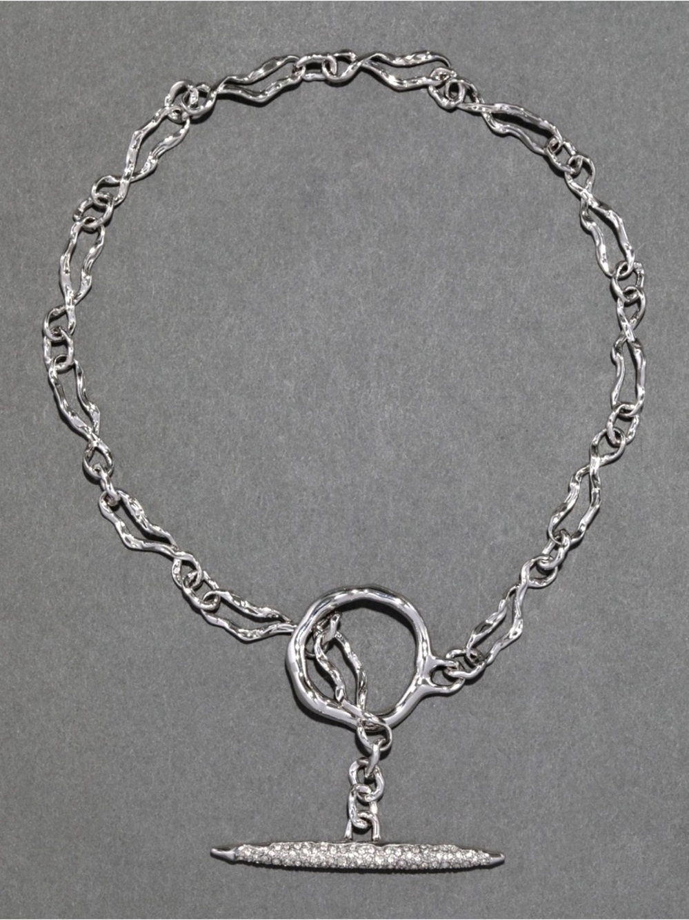 Alexis Bittar Solanales Silver Crystal Toggle Necklace
